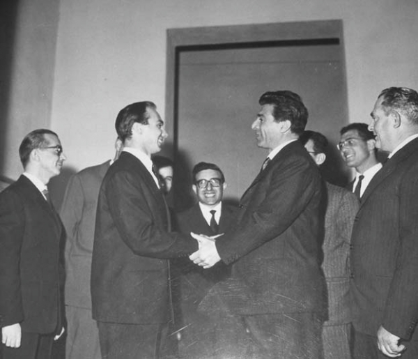 His Highness The Aga Khan meets Mayor Saverio Demichele of Olbia  1962-01-23
